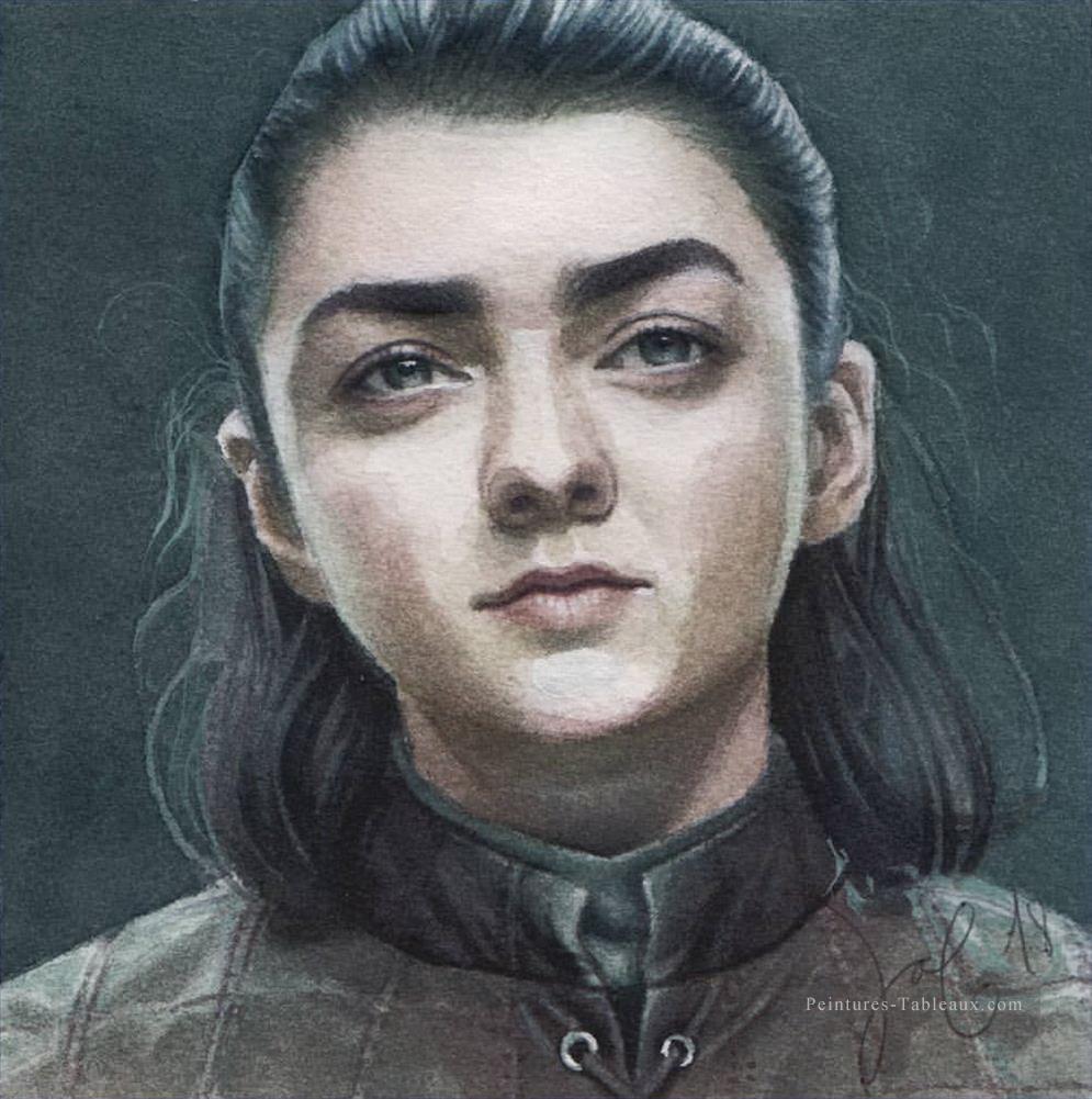 Portrait d’Arya Stark souriant Le Trône de fer Peintures à l'huile